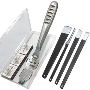 36 Pcs Callus Shaver for Feet Set 1 Stainless Foot File & 1 Foot File Heads & 30 Replacement Slices Blades & 4 Pedicure Knife Professional Callus Remover Tools for Wet and Dry Feet