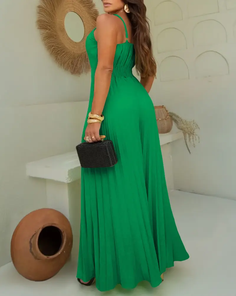 ChicMe Women's Pleated V Neck Spaghetti Strap Waist Jumpsuit Casual Wide Leg Flared Romper Womenswear Sleeveless - TikTok Shop ChicMe Women's Pleated V Neck Spaghetti Strap Waist Jumpsuit Casual Wide Leg Flared Romper Womenswear Sleeveless - TikTok Shop