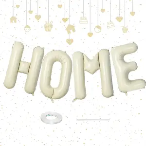 40 Inch Beige HOME Balloon Banner for House Warming Decoration Party, Large Cream White Foil Letter Balloons Sign for Housewarming, New Home Party, Homecoming Decor and Welcome Home Decorations