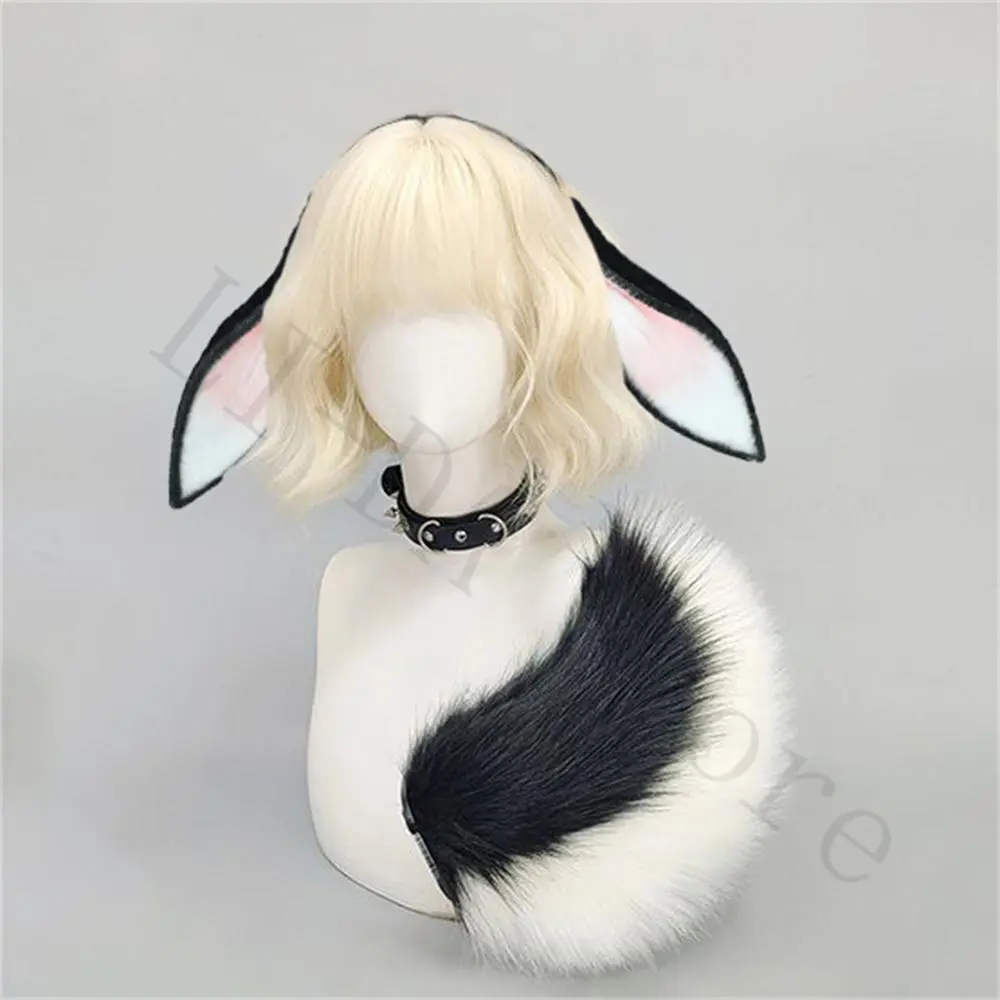 Unisex 2-Piece Plush Bunny Headband and Fluffy Tail Set - Halloween, Anime E-Girl, Cartoon Character Styles for Women’s Kawaii Cosplay Hair Accessories, Halloween Bunny Headbands, Anime E-Girl Headbands