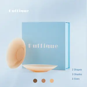 Puffique Sticky Circles Seamless Coverage Nipple Covers Non-Toxic Silicone Medical-Grade Adhesive Adhesive-Free Protection Centers Reusable for 15 Wears Womenswear Bra