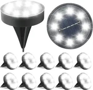 Siatom Solar Ground Lights 12 Pack, IP68 Waterproof Solar In-Ground Light for Outdoor, Flat Landscape Lighting, Garden Disc Light for Pathway, Walkway, and Yard - 12 Pcs (Cool White)