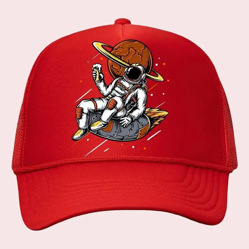 Space Drinking Trucker Hat - Space Hat - Astronaut - Galactic Hat - Space Aesthetic - Space Party - Space Fashion
