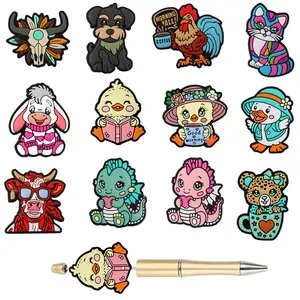 5pcs New Silicone Focal Beads with Animal Motifs Perfect for Fun Beaded Pens Necklaces and Bracelets Adorable and Playful DIY Craft Accessories Kitty