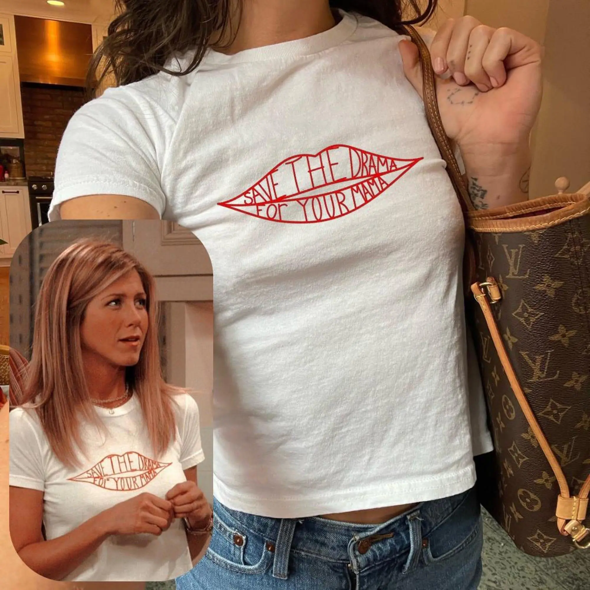 Save The Drama For Your Mama Baby Tee, Friends Series Rachel Green Tshirt, Tv Show Quote Tee, Jennifer Aniston Tee, Gift For Her