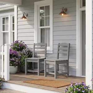 FUFU&GAGA HDPE Outdoor Dining Chair, All-Weather Patio Side Chair, 360 LBS Weight Capacity, Grey