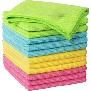 Microfiber Cleaning Cloth,Pack of 12,Size:12.6" x 12.6" Absorbent Multicolor