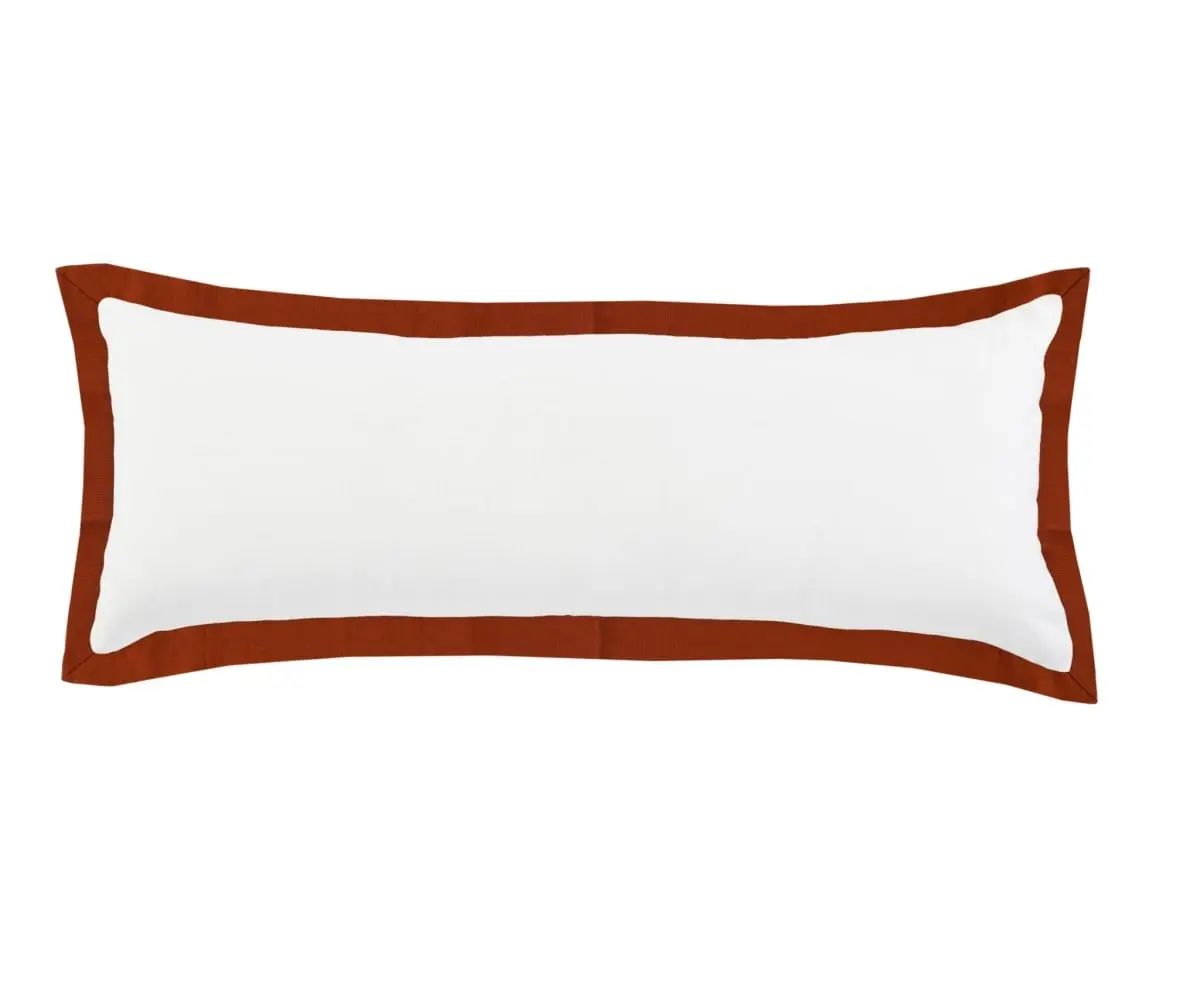 HomeRoots 517297 Traditional Rectangular Abstract Geometric Throw Pillows - 14x36in 2-Tone White 100% Cotton Durable Zippered Indoor Pillows, Neutral Tones, Set of 2 for Living Room Decor