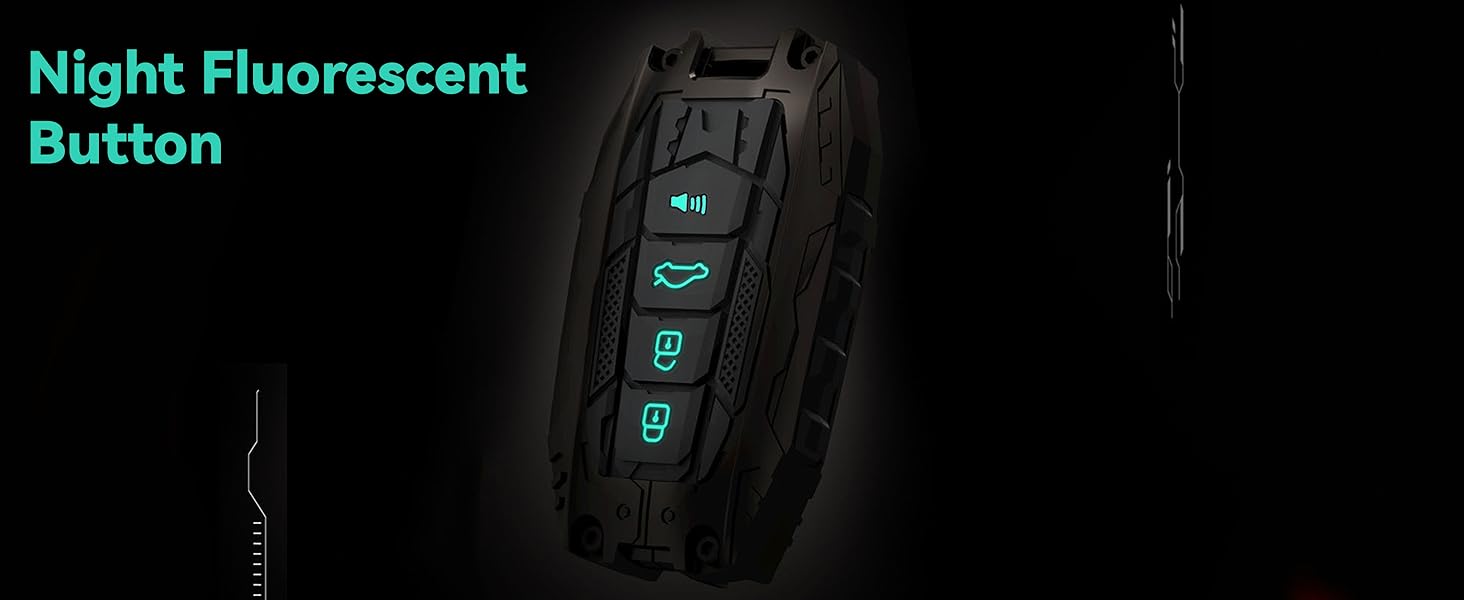 Mech Style Heavy Metal Key Fob Cover, Compatible with Toyota Tundra 2022 2023 2024 2025~, Fit for Corolla Cross Venza Sequoia etc, Zinc Alloy Key Case Protector (1 Pcs, E-Style, Gunmetal)