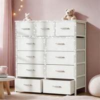 11 White Drawers (diamond Strips+Crystal Handles)