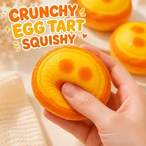 Egg Tart Crunchy Sensory Fidget Toy, Cute Dessert Stress Relief Toy, Crisp Crust Look, Non-Edible ASMR Desk Toy