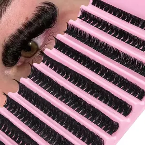 200 Pairs Mixed Length False Eyelashes Set, Fluffy Eyelash Clusters, DIY Lash Extensions Kit, D Curl Volume Thick Style, Reusable for Beginners & Professionals