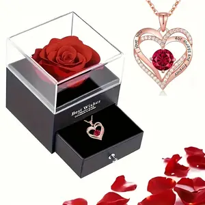 Heart Necklace in Gift Box Copper Material Colorfast for Daily Wear and Gifting