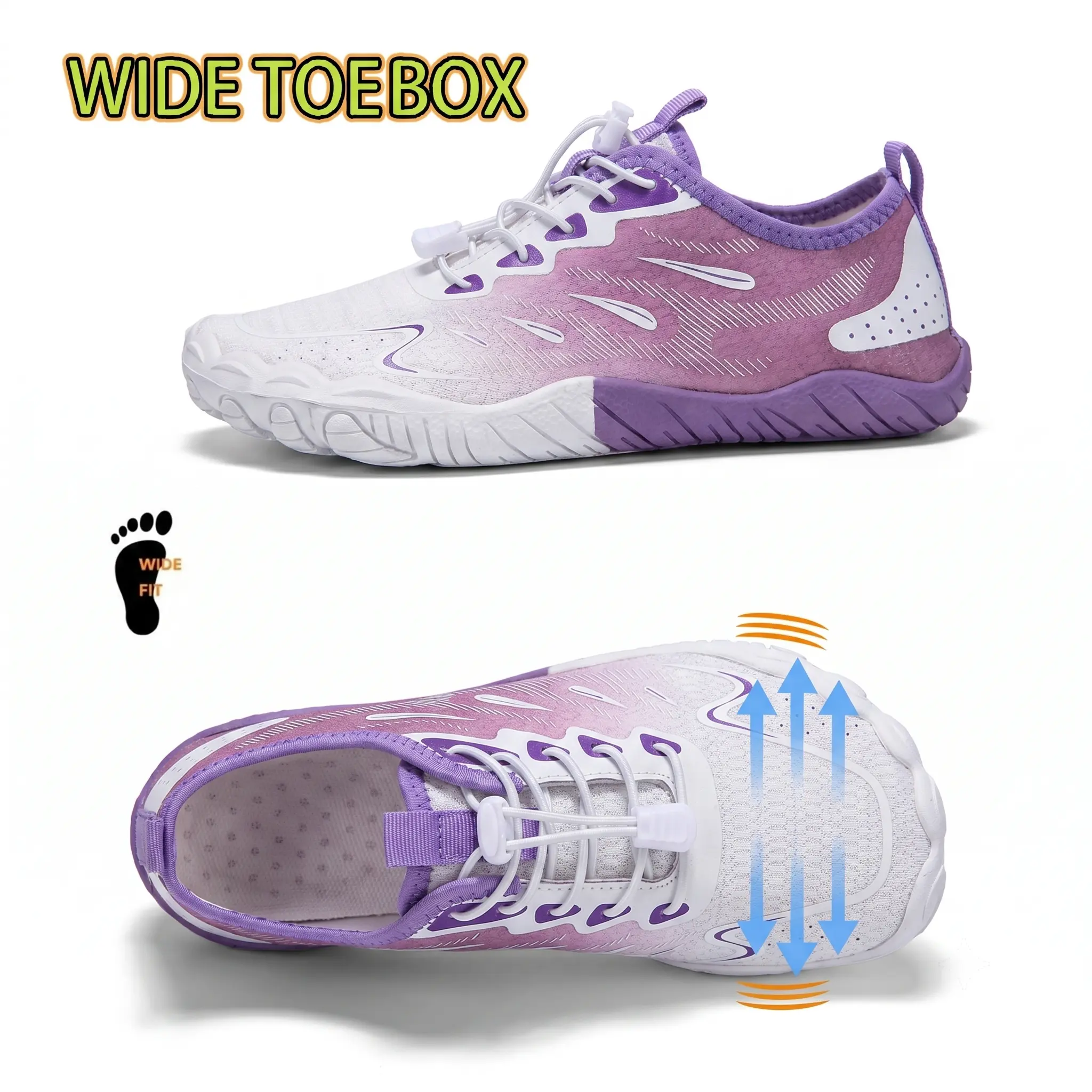 Women's Water Shoes, Gradient Mesh Barefoot Sneakers with a Wide Toe Box, Lightweight Training Runner Footwear for Outdoor Activities, Outdoor Running Shoes, Breathable Women's Water Shoes