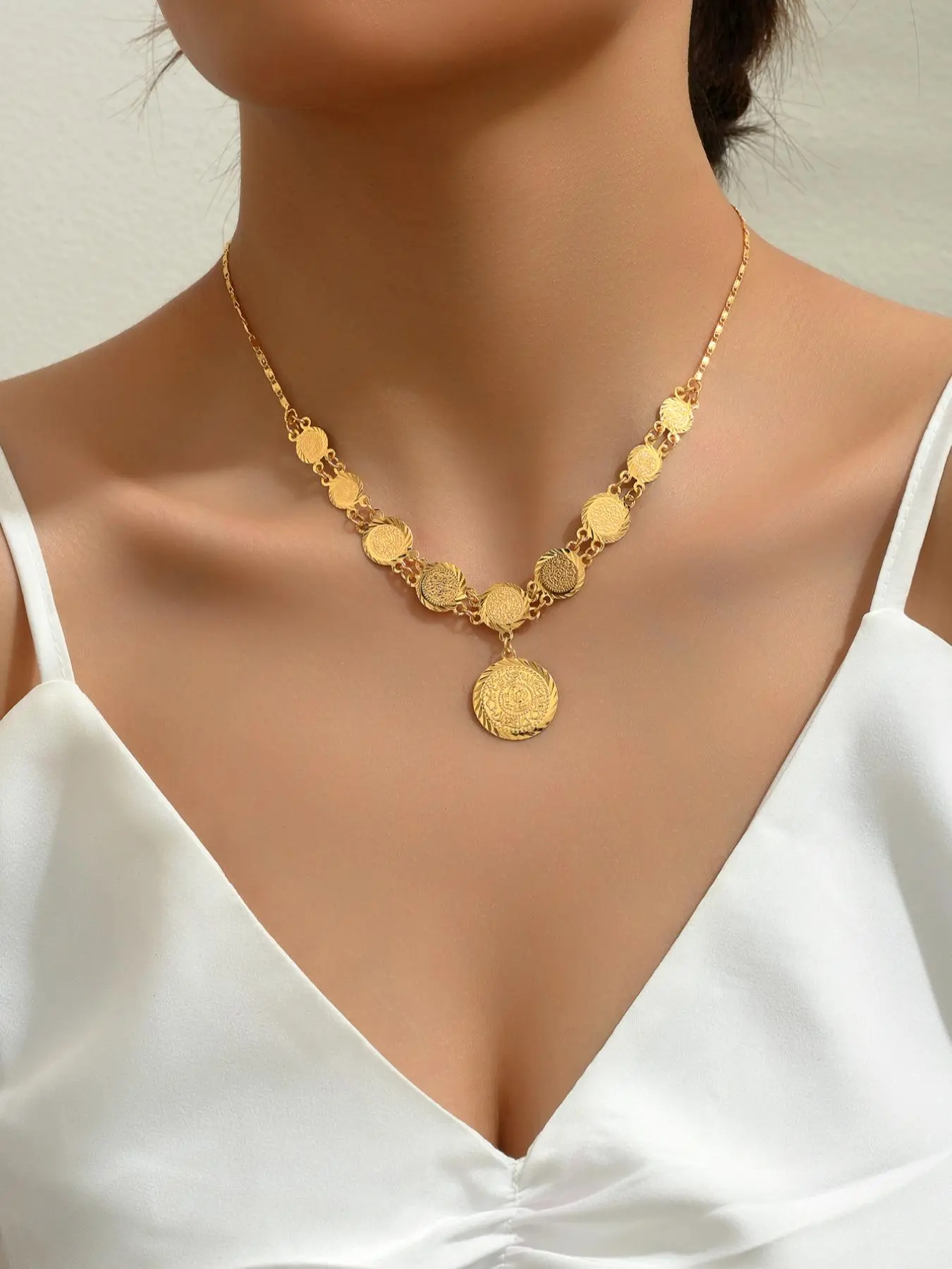 Women's Cute Coin Design Pendant Necklace, Chain Necklaces, Fashion Jewelry, Exquisite Chain Jewelry for Party, Daily Clothing Decor, Daily Chain Accessory, Trendy All-match & Exquisite Jewelry for Birthday Gift