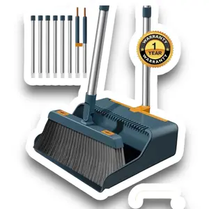 Broom and Dustpan Combo/Broom and Dustpan with 50.4" Long Handle Broom and Dustpan Set-Blue