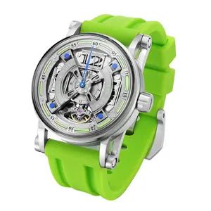 FEICE Men's Automatic Double-Skeleton Mechanical Watch | Space Station Design | Luminous | 50M Waterproof | Rare Luxury Accessory fancy  mens  watch