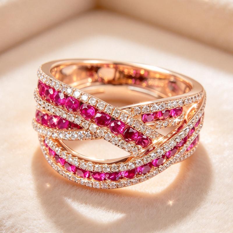 Dazzling Women's Fashion Ring with Luxurious Red Synthetic Garnet - Ideal for Daily Wear Party Events and Anniversary Gifting
