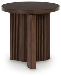 Korestone - Round End Table - Dark Brown