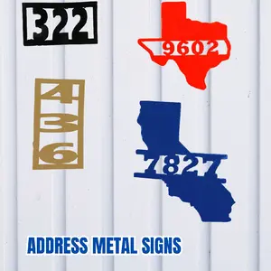 Address Metal Signs - Metal US State Address Sign with Customizable Numbers and Colors for Home and Business Use