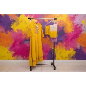Women's Yellow Colour Kurti Set