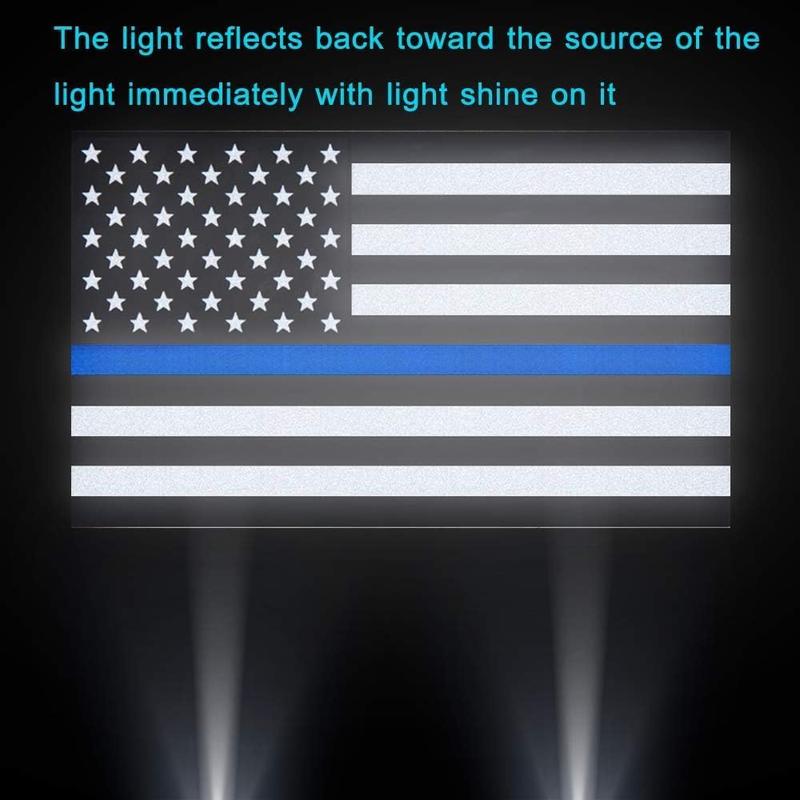 3pcs Reflective US Flag Stickers Thin Blue Line American Flag Decal 5"x3" Vinyl for Car Laptop Bumper Support USA Police Law Enforcement Officers Weatherproof UV & Water-Resistant