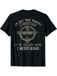 I'm Not That Perfect Christian I'm The One That Knows T-Shirt Streetwear        Graphic tees Casual Shortsleeve Casual Street Fashion Casual Menswear
