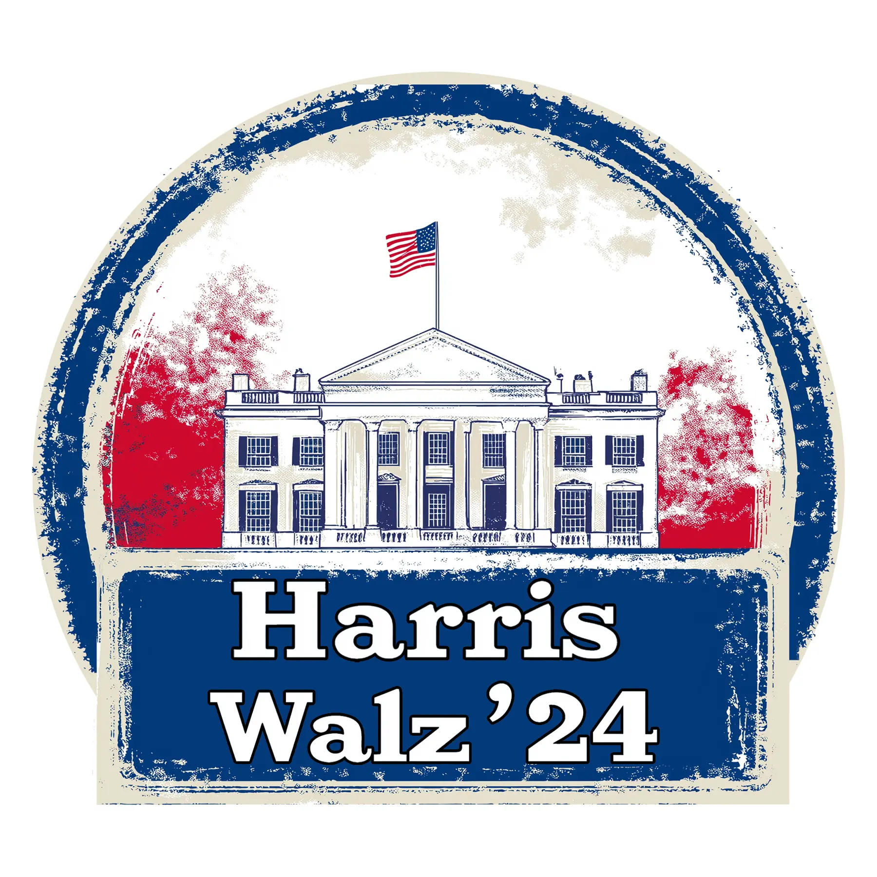 Kamala White House Stickers Harris Tim Walz 2024 Stickers -UV Printing Technique for Vibrant, Vivid, and Crisp Printing, Cut-Out Sticker 6"x6"