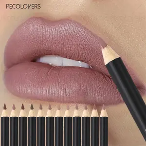 1PC Matte Lip Liner, Waterproof, Reddish Brown Purple Lip Liner, Outline Lips, Non-stick Cup, Nude Lipstick, Lip Cosmetics, Lipliner