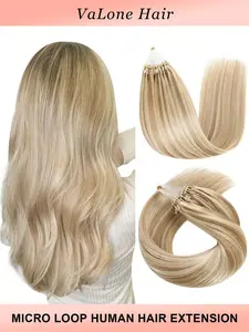 50 Strands Micro Ring Hair Extensions Real Human Hair, Light Balayage Color, Cold Fusion Micro Bead Extensions, Wavy Hair Extension, Human Hair Wave, Microloop Human Hair