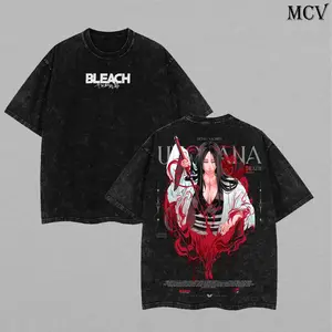 Unohana Bleach Vintage Tee – Washed Oversize Anime Shirt, First Kenpachi Graphic Heavy Cotton