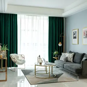 2pcs Luxury Dark Velvet Curtains Set, Thermal Insulated Curtain, Thick Blackout Fabric, Villa Living Room Luxurious Decorative Hooks, Noise Reduction Insulation