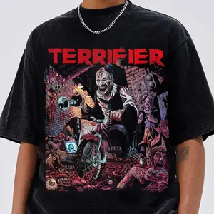 Funny Hell On Shirts Terrifiers 2 T-shirt, Vintage Terrifier Art Shirt, Scary Clown Sweatshirt, Horror Movie T-shirt, Halloween Terrifier Sweatshirt, Halloween Crewneck Sweater