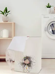 Girls' Patterned Open Storage Box, Foldable Laundry Basket with Handle, Home Bathroom Folding Clothes Organizer Bucket