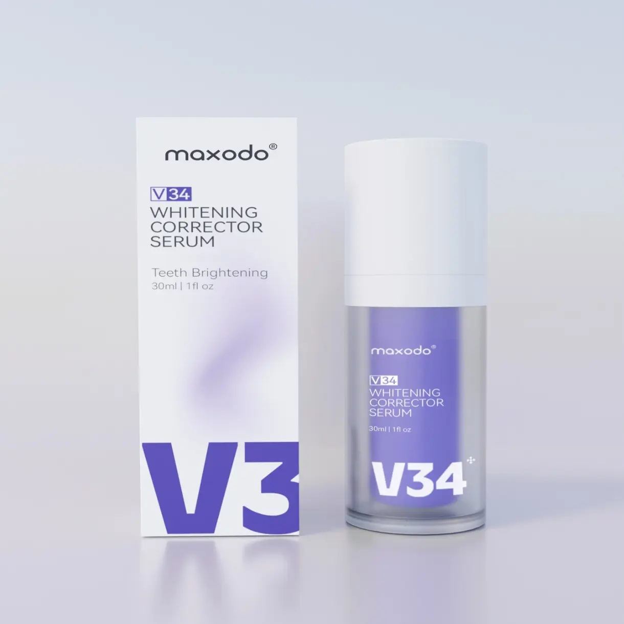 maxodo V34 Purple Teeth Whitening Corrector Serum 30ML, Color Complementary Technology Neutralizes Yellow Teeth & Surface Stains, Mild Formula Brighten Tooth Color, Professional Home Teeth Beauty Oral Serum