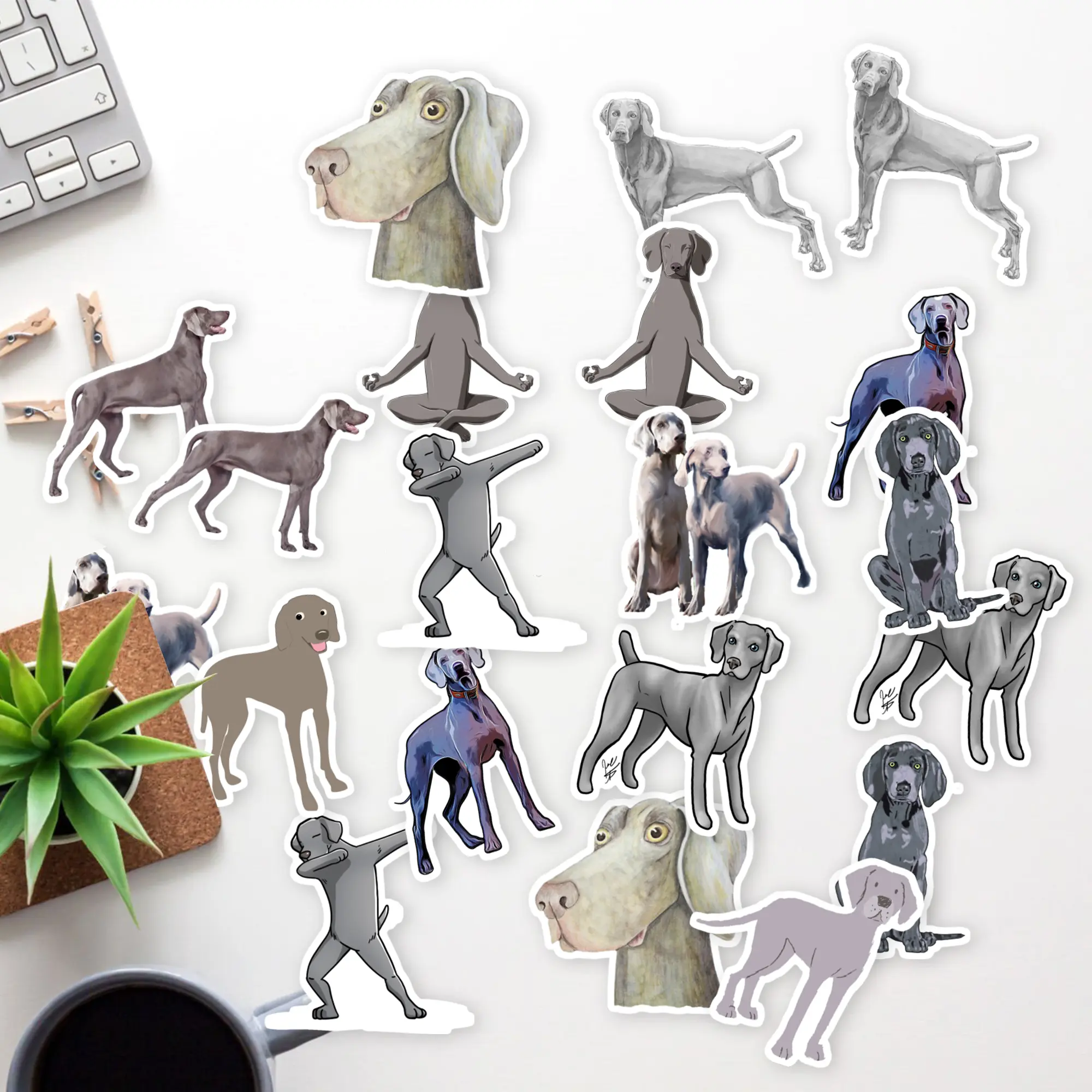 Stickers Pack 20 Pcs Weimaraner Bumper Dog Laptop Aesthetic Bike Waterproof Vinyl Colorful Skateboard Car Guitar Water Luggage Bottle