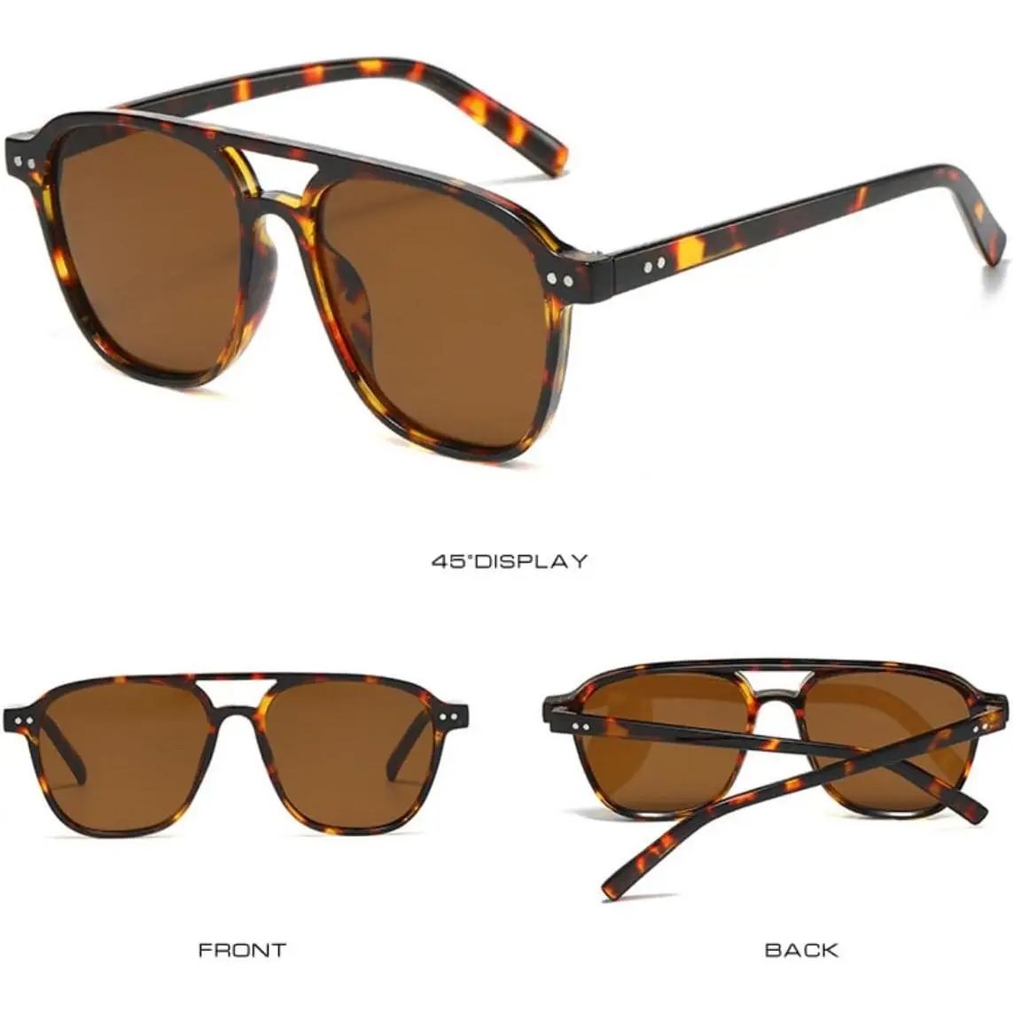 Retro Square Aviator Sunglasses Women Men 70s Trendy Plastic  display picture 1