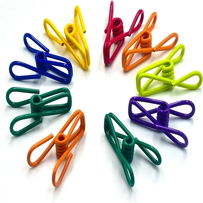 Random Color Snack Clip (10pcs/set), Practical Durable Reusable Portable Multi-functional Steel Clip, Binding Supplies for Sealing Food Packaging, Snack Bag, Potato Chip Bags