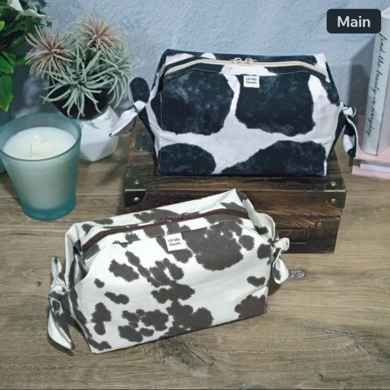 Cow Print Cosmetic and Toiletry Bag