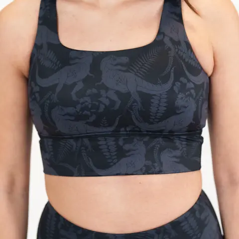 CONSTANTLY VARIED GEAR T-Rex T-Flex Longline Sports Bra - Double-Strap Criss-Cross, Padded with Extra Coverage, Removable Pads, for Yoga, Gym Workout
