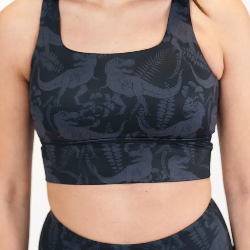 CONSTANTLY VARIED GEAR T-Rex T-Flex Longline Sports Bra - Double-Strap Criss-Cross, Padded with Extra Coverage, Removable Pads, for Yoga, Gym Workout