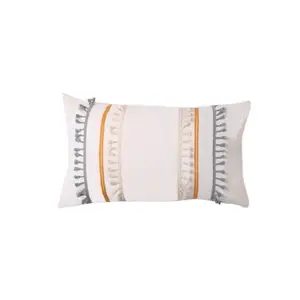 Tasseled Sham Set Boho 100% Cotton Pillow Covers Set of 2, 19.7in x 35.5in, Set of 2