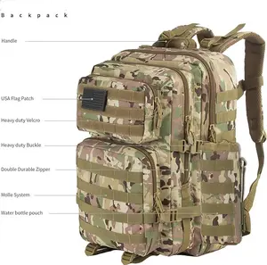 45L Large Molle 3 Day Assault Pack Military Tactical Army Backpack Bug Out Bag Rucksack Daypack gymsharkminibag