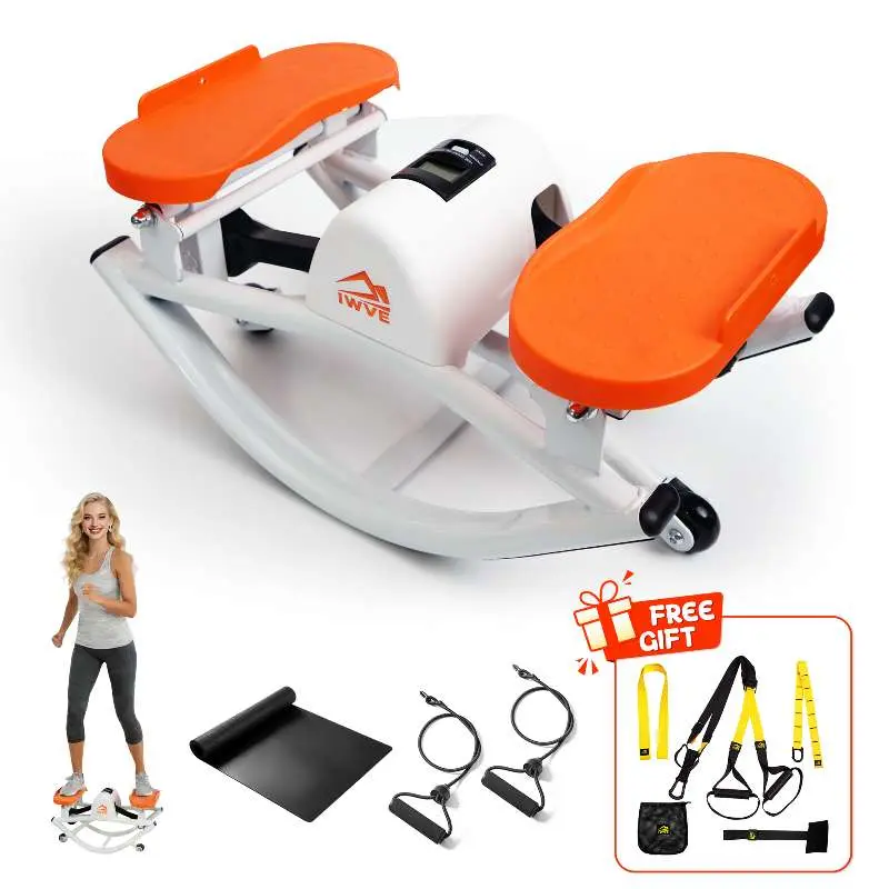 IWVE Mini Stepper with Resistance Band Set, Compact Exercise Equipment, Home Gym Equipment & Cardio Trainer for Home Workouts