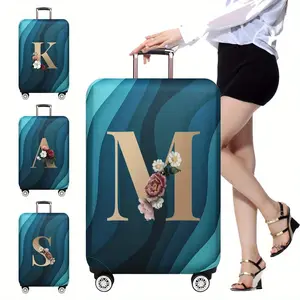 Flower & Letter Pattern Luggage Suitcase Covers, 1 Count Dustproof Luggage Travel Trolley Cover, Travel Accessories for 18.0-32.0inch Suitcases, Versatile Travel Accessory, Distinctive Pattern