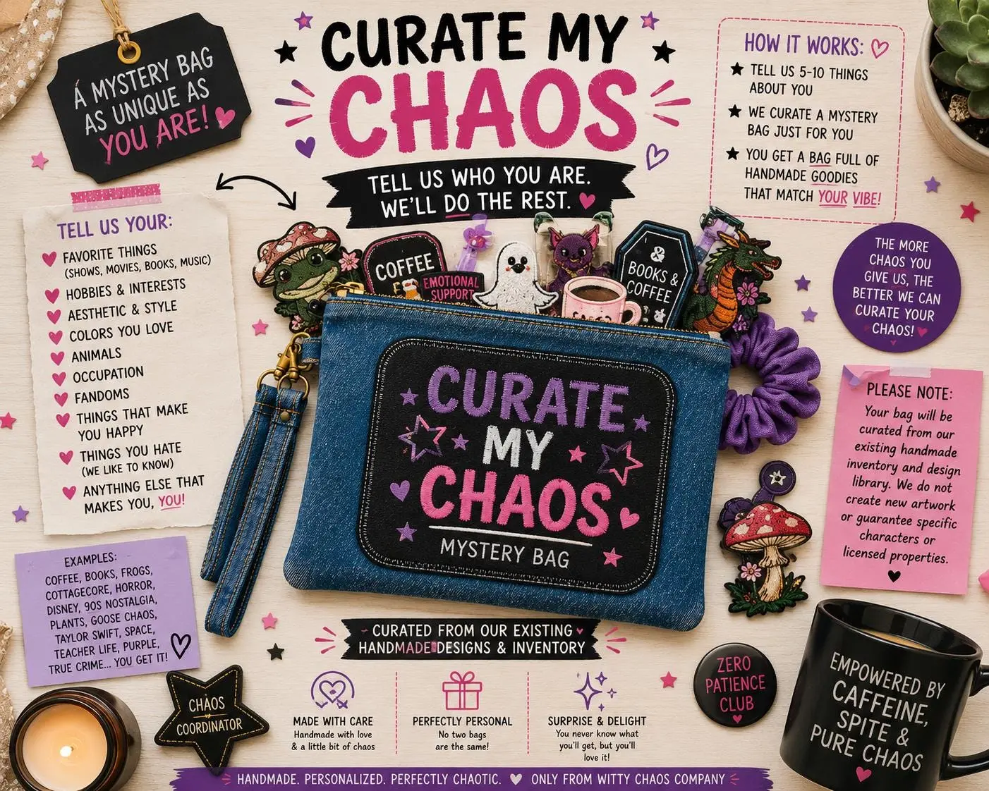 Curate My Chaos | Personalized Mystery Bag | Handmade Just for You