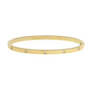 Pre-owned Cartier Small Diamond Love Bracelet Size 18
