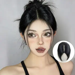 Real Human Hair Bangs Topper – Volumizing High Root Lift Natural Look Cover Gray Lightweight Invisible Top Piece for Women Hair Topper