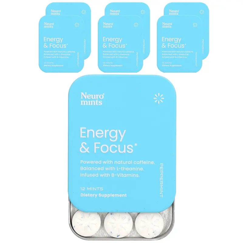 NeuroGum NeuroMints, Energy & Focus, Peppermint, 6 Packs, 12 Pieces Each
