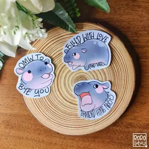 Moo Deng Sticker, Cute Hippo Sticker, Meme Sticker, Kawaii Sticker, Cute Gift for Happy Mail, Notebook Sticker, Laptop Sticker